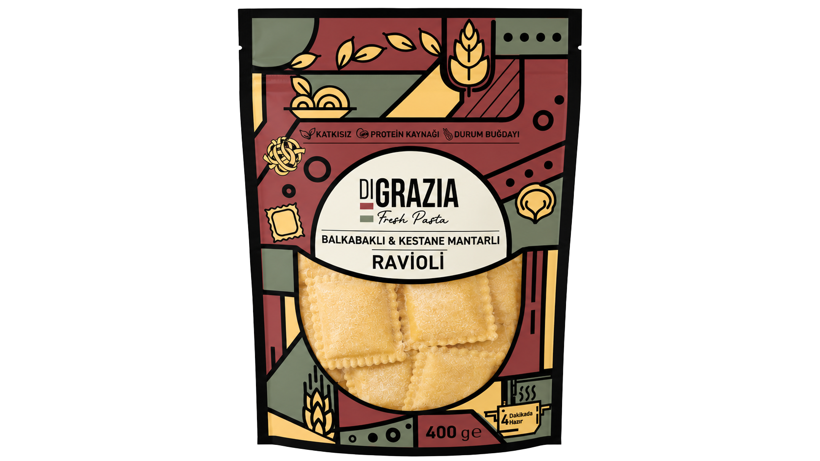 Balkabaklı Kestane Mantarlı Ravioli