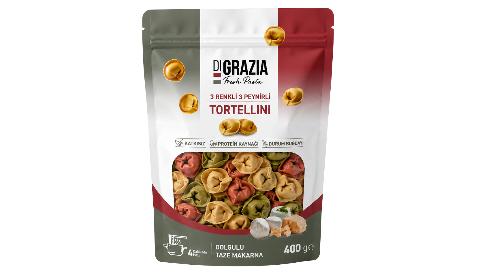 3 Renkli 3 Peynirli Tortellini ikinci ambalaj