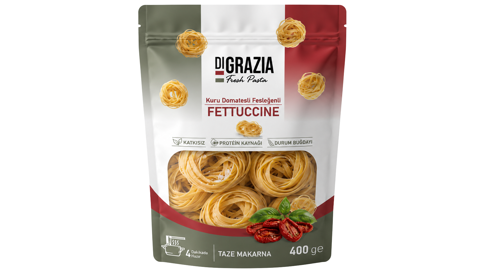 Kuru Domatesli Fesleğenli Fettuccine ikinci ambalaj